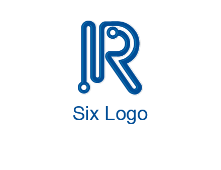 technology wires are shaped as letter R logo