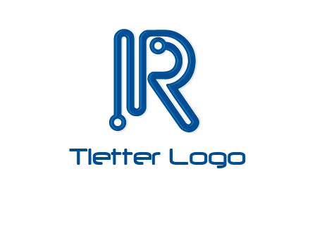 technology wires are shaped as letter R logo