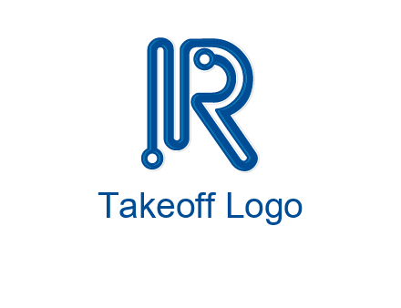 technology wires are shaped as letter R logo