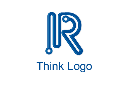 technology wires are shaped as letter R logo