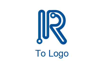 technology wires are shaped as letter R logo