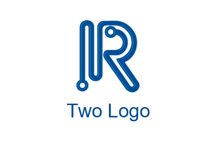 technology wires are shaped as letter R logo