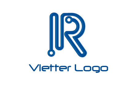 technology wires are shaped as letter R logo