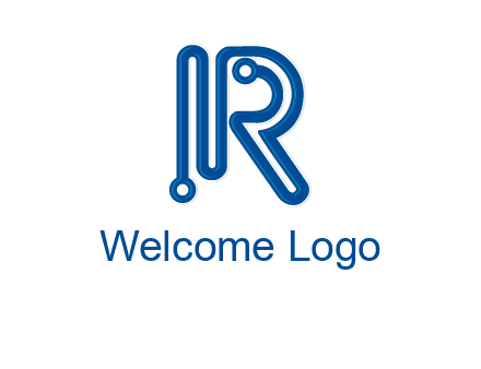 technology wires are shaped as letter R logo