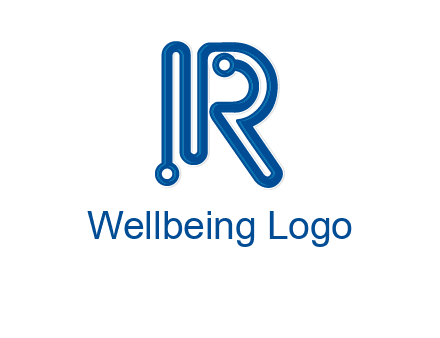 technology wires are shaped as letter R logo