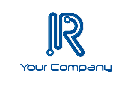 technology wires are shaped as letter R logo