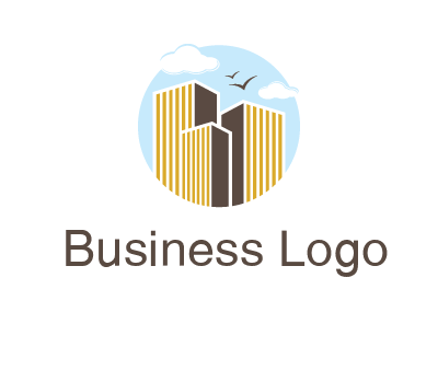 circle sky with buildings logo illustration