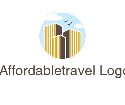 circle sky with buildings logo illustration