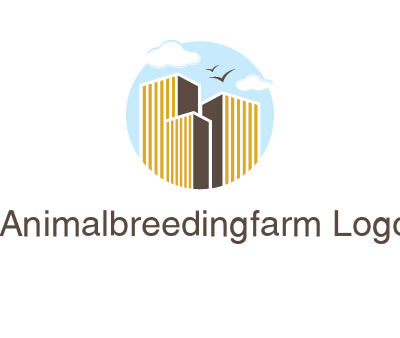 circle sky with buildings logo illustration