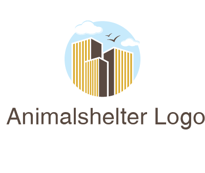 circle sky with buildings logo illustration