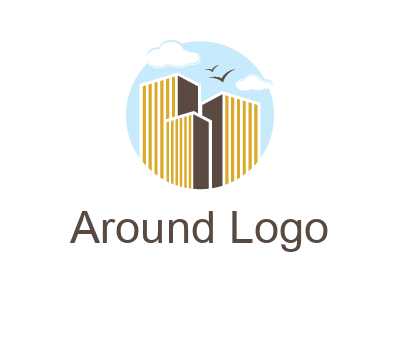circle sky with buildings logo illustration