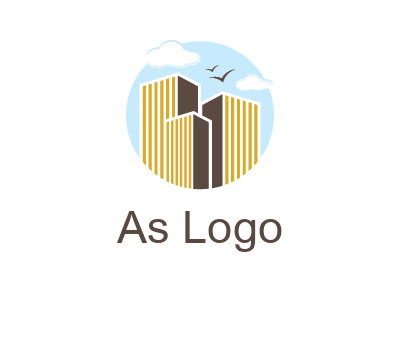 circle sky with buildings logo illustration