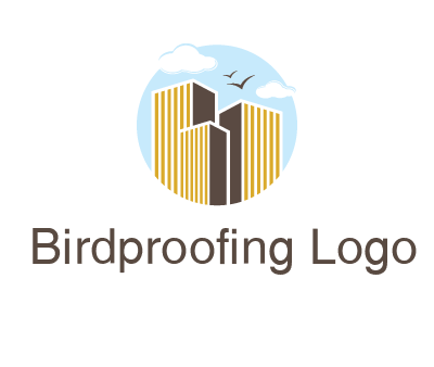 circle sky with buildings logo illustration