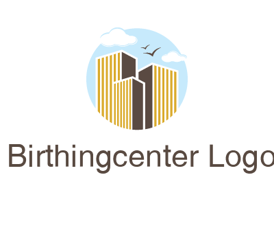 circle sky with buildings logo illustration