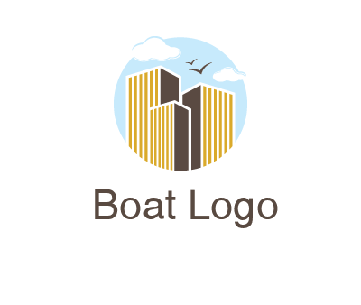 circle sky with buildings logo illustration
