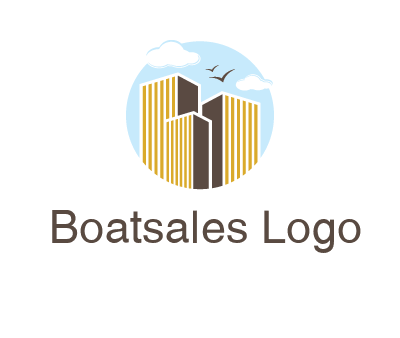 circle sky with buildings logo illustration