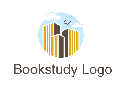 circle sky with buildings logo illustration