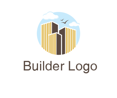 circle sky with buildings logo illustration