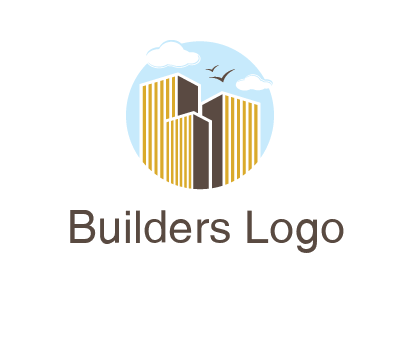circle sky with buildings logo illustration