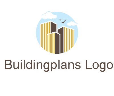 circle sky with buildings logo illustration