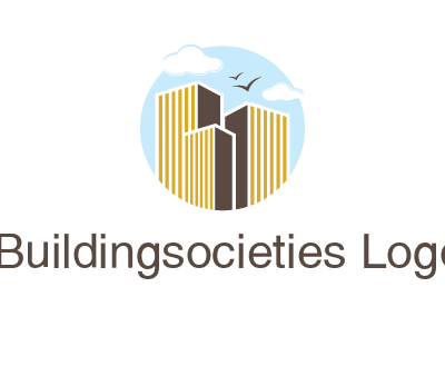 circle sky with buildings logo illustration