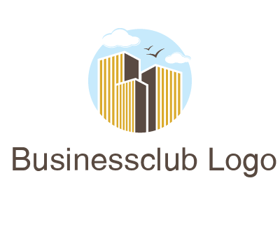 circle sky with buildings logo illustration