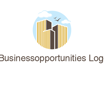 circle sky with buildings logo illustration