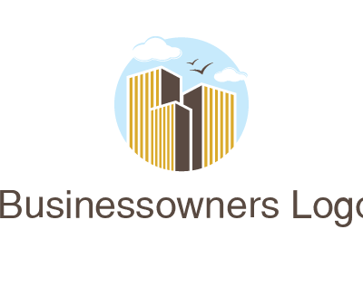 circle sky with buildings logo illustration