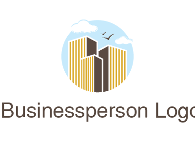 circle sky with buildings logo illustration