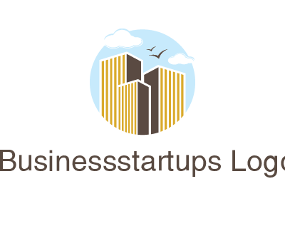 circle sky with buildings logo illustration