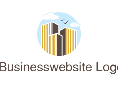 circle sky with buildings logo illustration