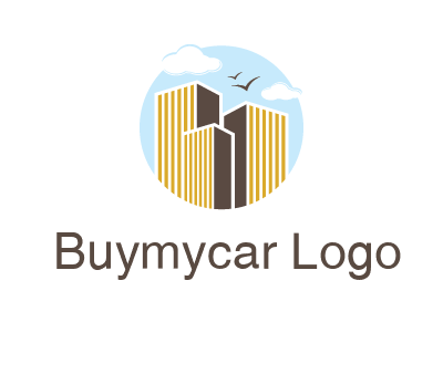 circle sky with buildings logo illustration