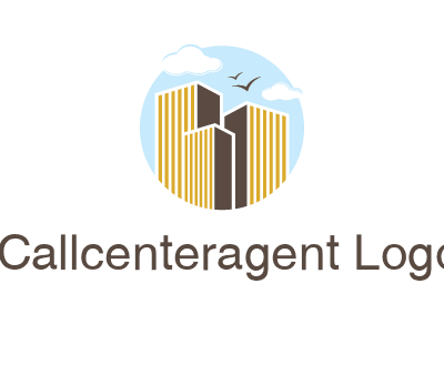 circle sky with buildings logo illustration
