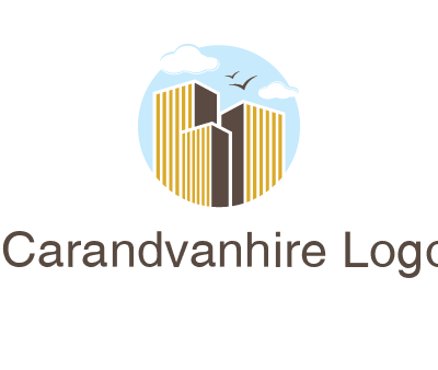 circle sky with buildings logo illustration