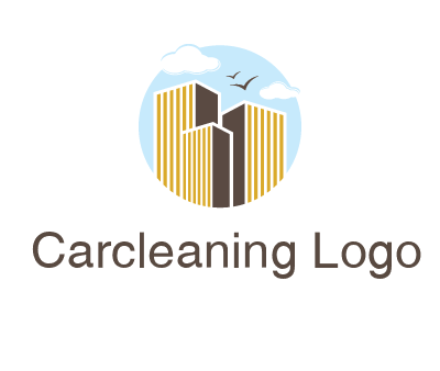 circle sky with buildings logo illustration