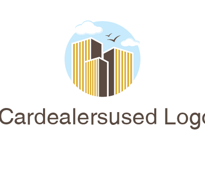 circle sky with buildings logo illustration