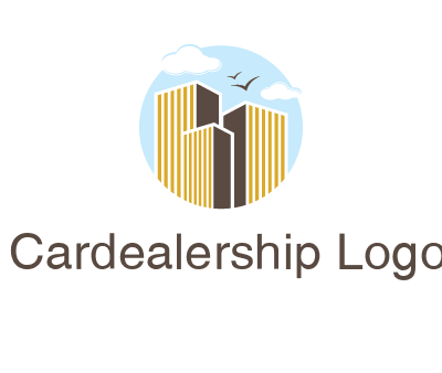 circle sky with buildings logo illustration