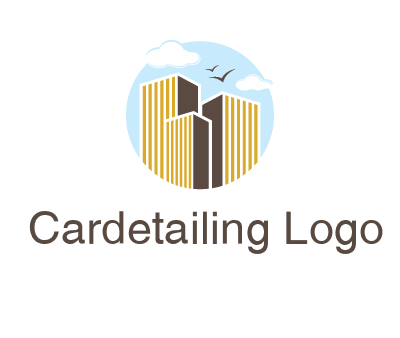 circle sky with buildings logo illustration