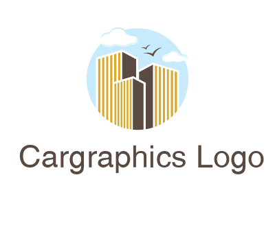 circle sky with buildings logo illustration