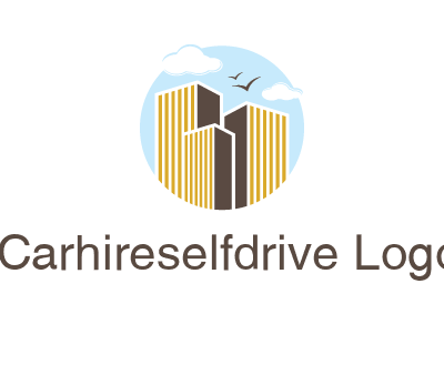 circle sky with buildings logo illustration