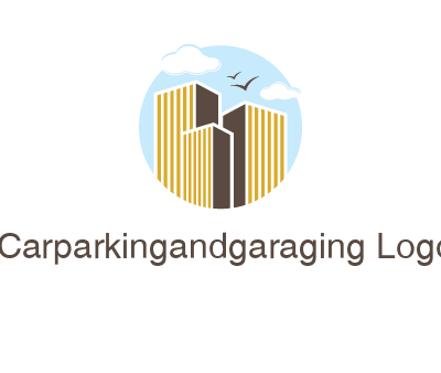 circle sky with buildings logo illustration