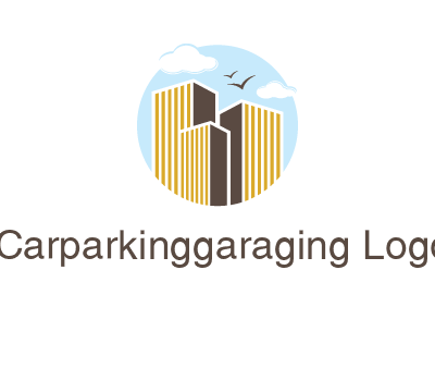 circle sky with buildings logo illustration