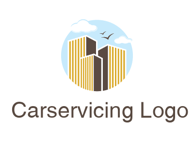 circle sky with buildings logo illustration