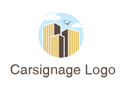 circle sky with buildings logo illustration