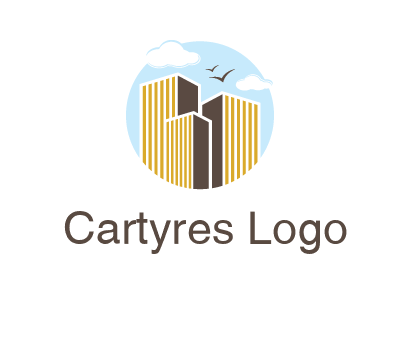 circle sky with buildings logo illustration