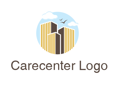 circle sky with buildings logo illustration