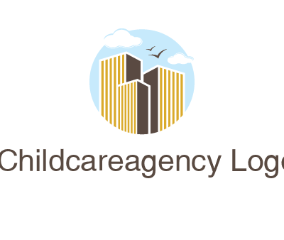 circle sky with buildings logo illustration