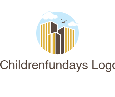 circle sky with buildings logo illustration