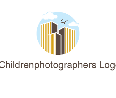 circle sky with buildings logo illustration