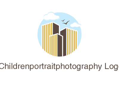 circle sky with buildings logo illustration
